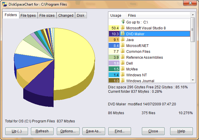 Program file folder size